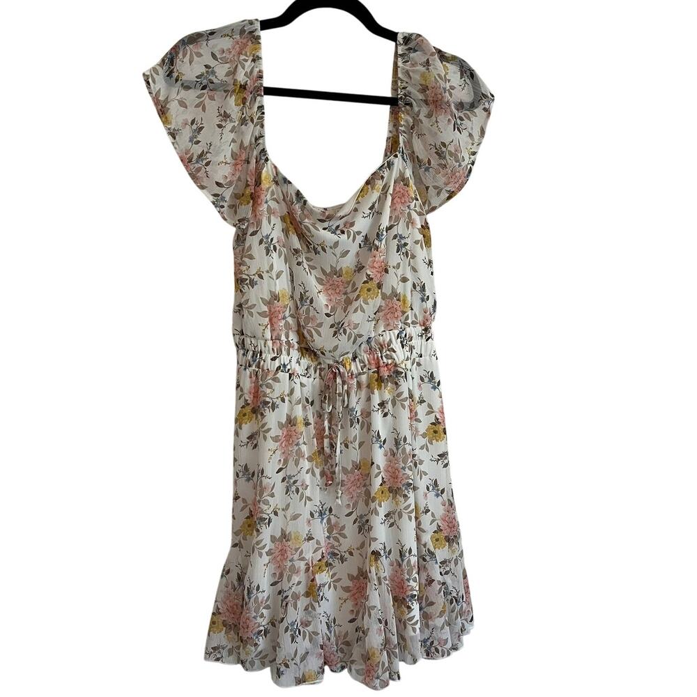 Miami Women's Floral Short Sleeve Dress Size Large Flowy Fairy Cottagecore‎